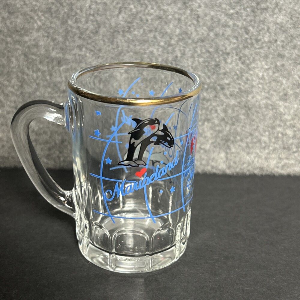 SOUVENIR MARINELAND MINI MUG SHOT GLASS 2 OZ  TOOTH PICK HOLDER CANADA NIAGRA